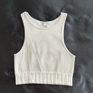 Zara Cream Ribbed Crop Top